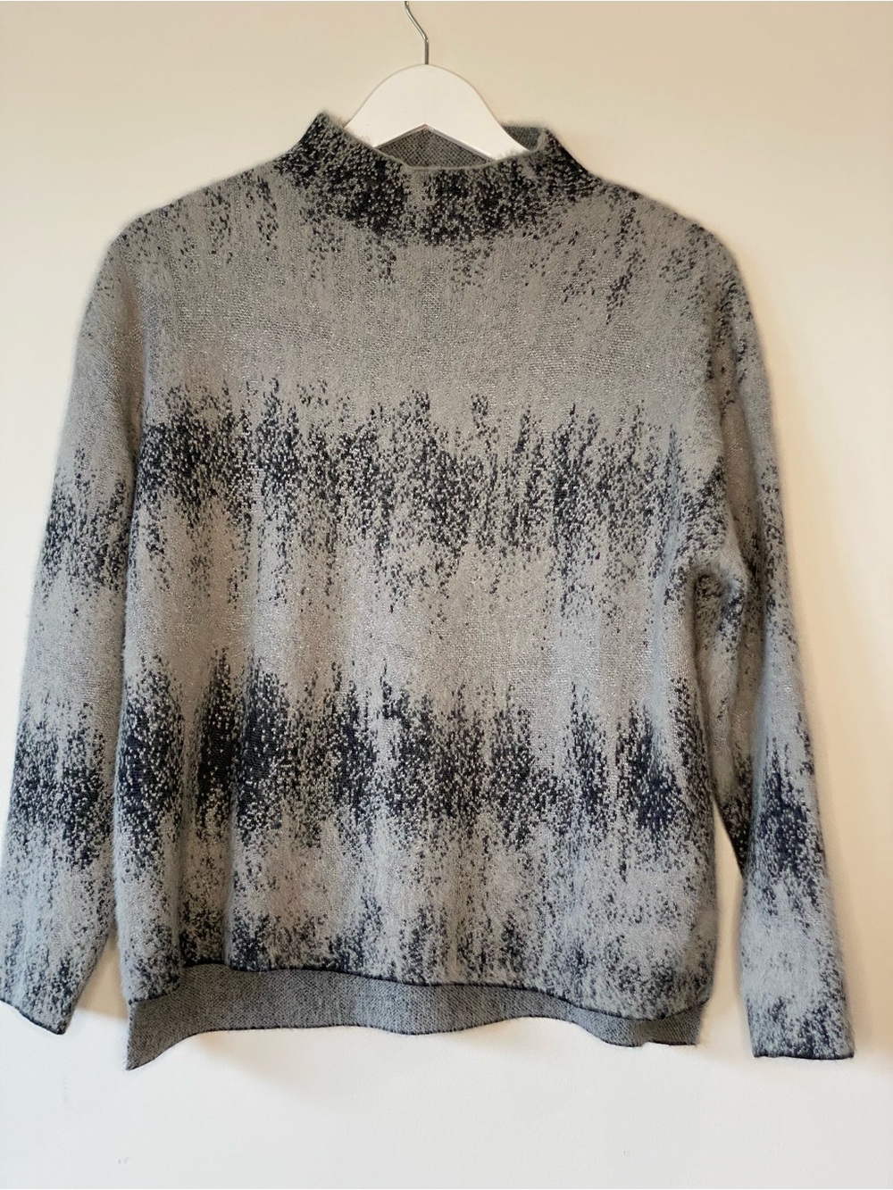 Women's Grey Patterned Turtleneck Sweater